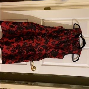 A Talbots red dress with black roses